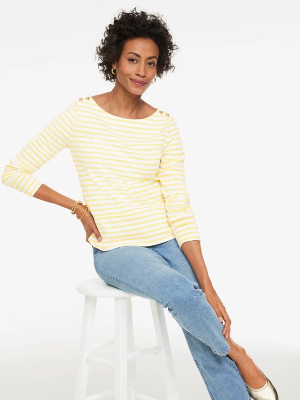 Talbots Knot Button Shoulder Tee